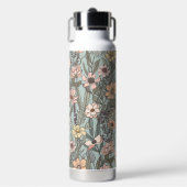 Seafoam Pink Yellow Retro Wildflower Trinkflasche (Vorderseite)