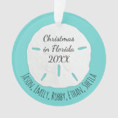 Seafoam Sand Dollar Tropischer Weihnachtsurlaub Ornament (Vorderseite)