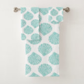 Seafoam Seashell Pattern Badhandtuch Set (Insitu)