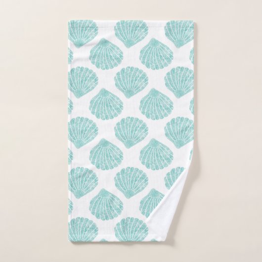 Seafoam Seashell Pattern Badhandtuch Set (Handtuch)