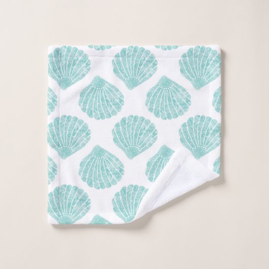 Seafoam Seashell Pattern Badhandtuch Set (Waschlappen)
