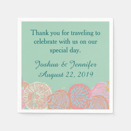 Seafoam Seashells Beach Wedding Serviette (Vorderseite)