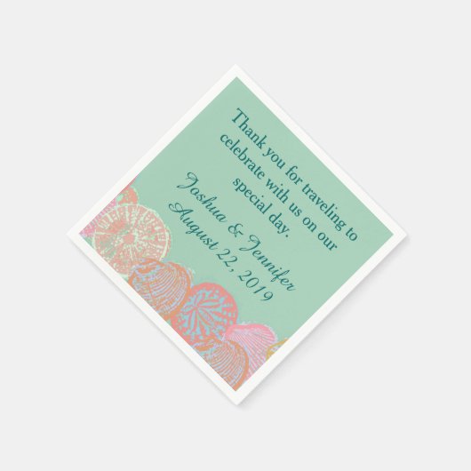 Seafoam Seashells Beach Wedding Serviette (Ecke)