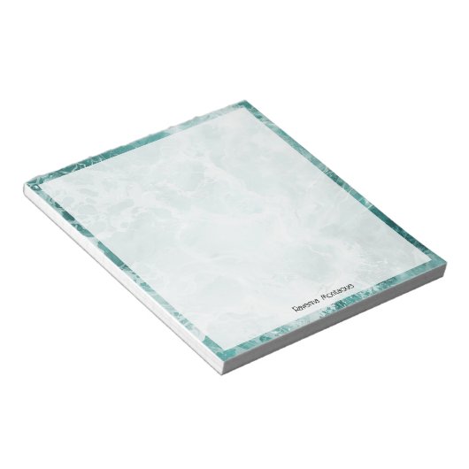 Seafoam Silver Border Elegant Custom Script Name Notizblock (angewinkelt)