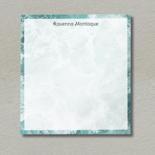 Seafoam Silver Border Elegant Custom Script Name Notizblock