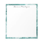Seafoam Silver Border Elegant Custom Script Name Notizblock (Vorderseite)