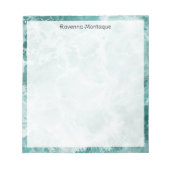 Seafoam Silver Border Elegant Custom Script Name Notizblock (Vorderseite)