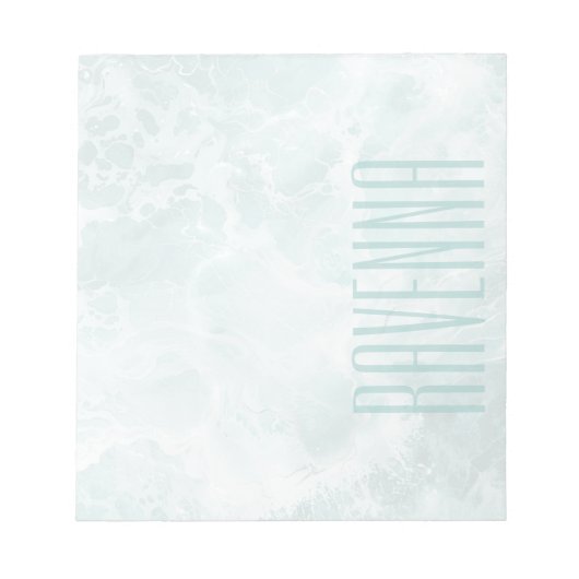 Seafoam Silver Opacity Elegant Custom Script Name Notizblock (Vorderseite)