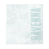 Seafoam Silver Opacity Elegant Custom Script Name Notizblock (Vorderseite)