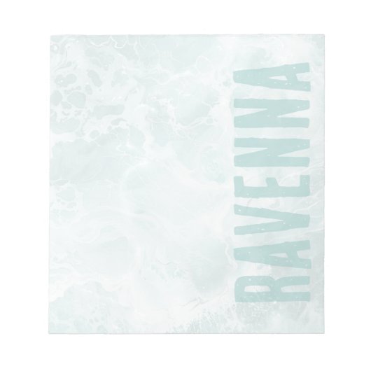 Seafoam Silver Opacity Elegant Custom Script Name Notizblock (Vorderseite)