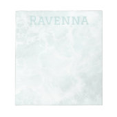 Seafoam Silver Opacity Elegant Custom Script Name Notizblock (Vorderseite)
