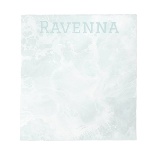 Seafoam Silver Opacity Elegant Custom Script Name Notizblock (Vorderseite)