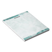 Seafoam Silver Striped Elegant Custom Script Name Notizblock (angewinkelt)