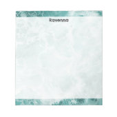 Seafoam Silver Striped Elegant Custom Script Name Notizblock (Vorderseite)