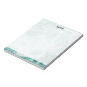 Seafoam Silver Striped Elegant Custom Script Name Notizblock (Rotiert)