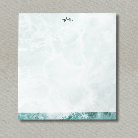 Seafoam Silver Striped Elegant Custom Script Name Notizblock