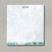 Seafoam Silver Striped Elegant Custom Script Name Notizblock