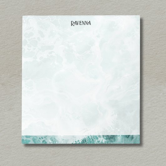 Seafoam Silver Striped Elegant Custom Script Name Notizblock