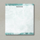 Seafoam Silver Striped Elegant Custom Script Name Notizblock