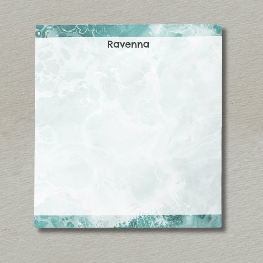 Seafoam Silver Striped Elegant Custom Script Name Notizblock