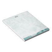 Seafoam Silver Striped Elegant Custom Script Name Notizblock (angewinkelt)