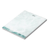 Seafoam Silver Striped Elegant Custom Script Name Notizblock (Rotiert)