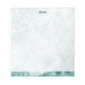 Seafoam Silver Striped Elegant Custom Script Name Notizblock (Vorderseite)
