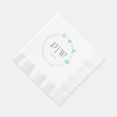 Seafoam Simple Heart Wreath Monogram Wedding Serviette (Ecke)