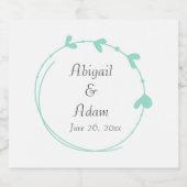 Seafoam Simple Heart Wreath Wedding Schaumweinetikett (Einzelnes Label)