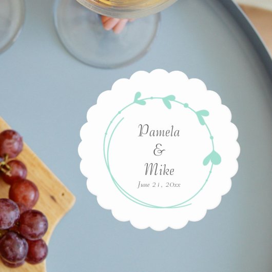 Seafoam Simple Heart Wreath Wedding Untersetzer