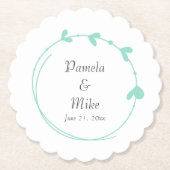 Seafoam Simple Heart Wreath Wedding Untersetzer (Vorderseite)