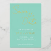 Seafoam Simple Style Wedding Save the Date Folieneinladung (Vorderseite)