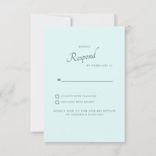 Seafoam Simple Wedding RSVP Einladung (Vorderseite)