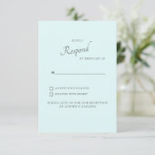 Seafoam Simple Wedding RSVP Einladung (Stehend Vorderseite)