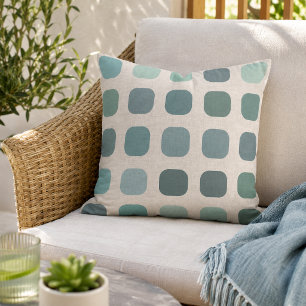 Seafoam Slate Blue Round Square auf Elfenbeinküste Kissen