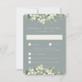 Seafoam Snowberry+Eucalyptus Edged Wedding RSVP (Vorderseite)