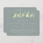 Seafoam Snowberry+Eucalyptus Garland Empfang Begleitkarte (Vorne/Hinten)