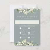 Seafoam Snowberry+Eucalyptus Wedding Multi-Event RSVP Karte (Vorderseite)