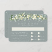 Seafoam Snowberry+Eucalyptus Wedding Multi-Event RSVP Karte (Vorne/Hinten)