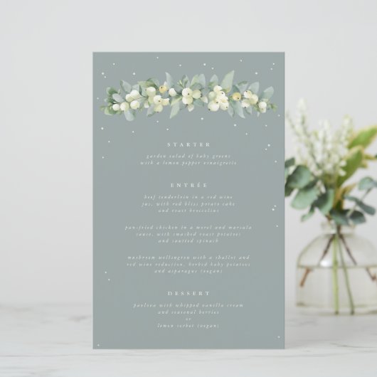 Seafoam Snowberry+Eukalyptus 3 Kurs Hochzeitmenü (Stehend Vorderseite)