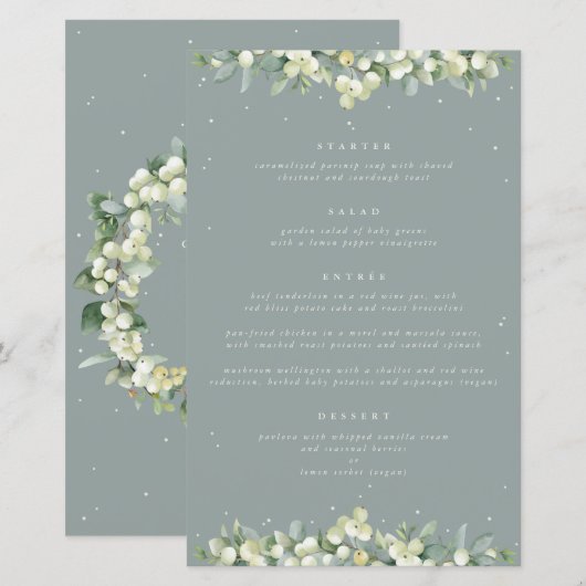 Seafoam Snowberry+Eukalyptus 4 Course Wedding Menu (Vorne/Hinten)