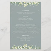 Seafoam Snowberry+Eukalyptus 4 Course Wedding Menu (Vorderseite)