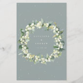 Seafoam Snowberry+Eukalyptus 4 Course Wedding Menu (Rückseite)