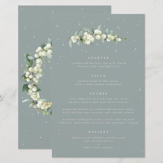 Seafoam Snowberry+Eukalyptus 4 Course Wedding Menu (Vorne/Hinten)
