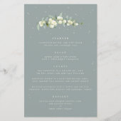 Seafoam Snowberry+Eukalyptus 4 Course Wedding Menu (Vorderseite)