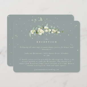 Seafoam Snowberry+Eukalyptus Hochzeitempfang Begleitkarte