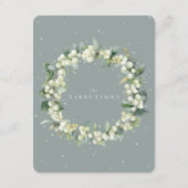 Seafoam Snowberry+Eukalyptus Hochzeitkurse Begleitkarte (Rückseite)