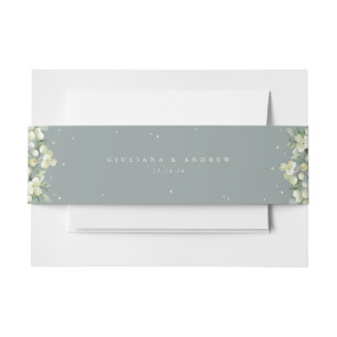 Seafoam Snowberry+Eukalyptus Hochzeitlandschaft Einladungsbanderole