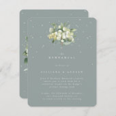 Seafoam Snowberry+Eukalyptus Wedding Probe Begleitkarte (Vorne/Hinten)