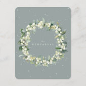 Seafoam Snowberry+Eukalyptus Wedding Probe Begleitkarte (Rückseite)